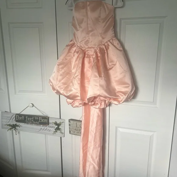 Elegant Pink Strapless Dress - Picture 10 of 11